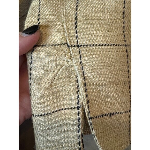Max Mara Tan And‎ Black Plaid Silk And Linen Blend Two Button Blazer Size 12 - Picture 13 of 13